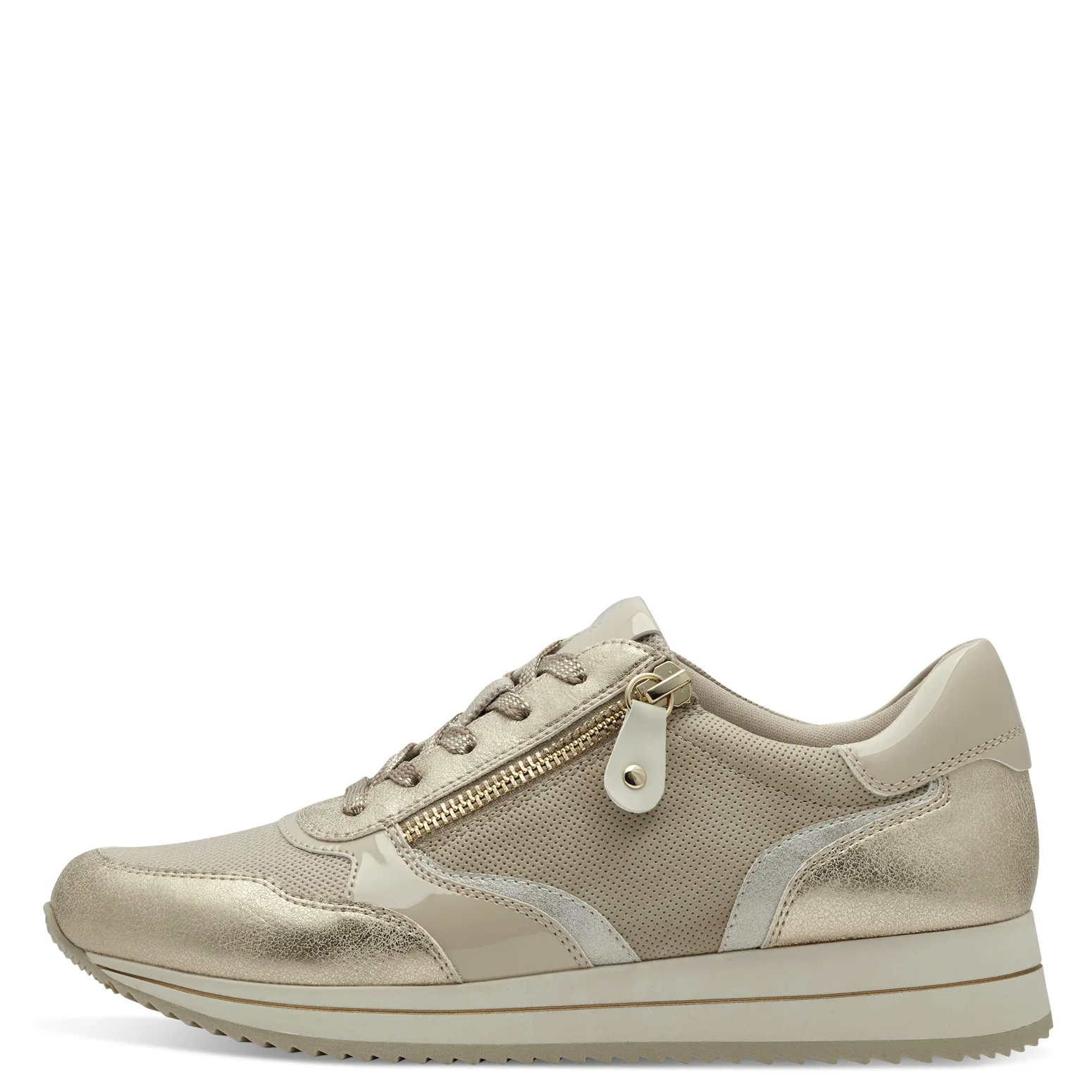 Jana beige gouden sneakers met rits - Afbeelding 3