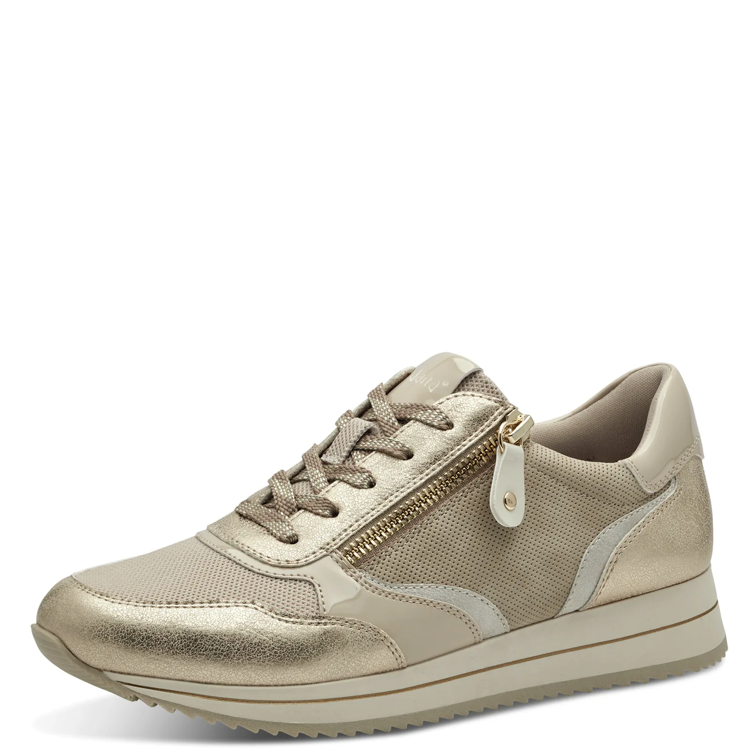 Jana-beige-gouden-sneakers-met-rits