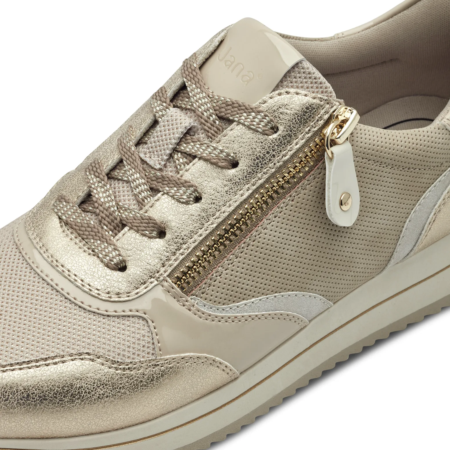 Jana beige gouden sneakers met rits - Afbeelding 4