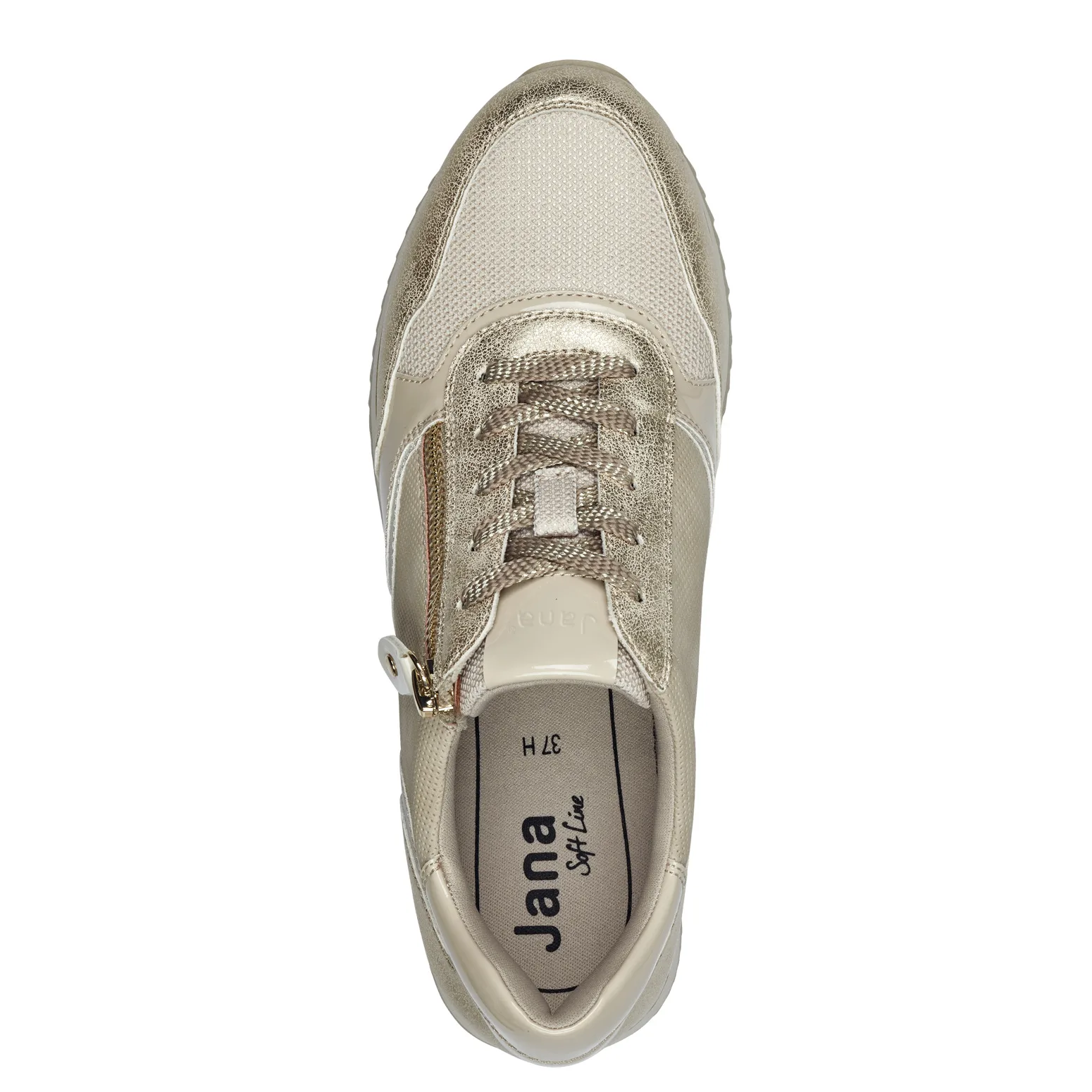Jana beige gouden sneakers met rits - Afbeelding 6