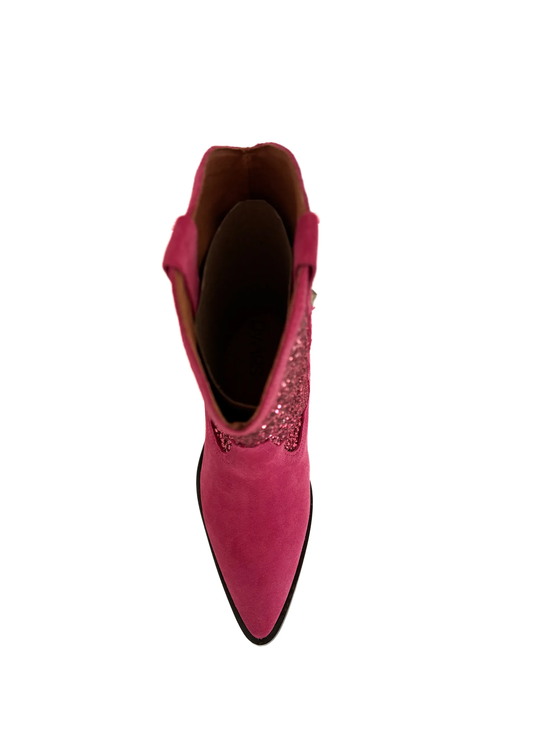 Bovenaanzicht-roze-suede-cowboylaarzen